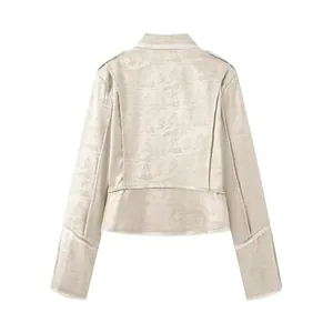 Rückansicht eines Vintage-Jacquard-Blazers mit elegantem Stehkragen und Strukturstoff