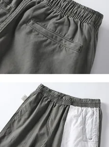 Detailansicht der Retro-Baumwollshorts für Herren mit Bundnähten und Innenfutterdetails