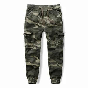 Pantaloni cargo mimetici pesanti foderati in pile da uomo con ampie tasche laterali