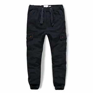 Pantaloni cargo da uomo pesanti foderati in pile con tasche e vita elasticizzata
