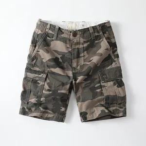 Pantaloncini cargo da uomo in cotone mimetico vintage con ampie tasche laterali