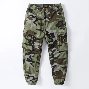Vintage men's camouflage cargo jogger pants in a relaxed fit with multi-pockets
