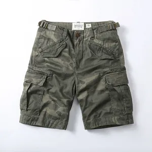 Short cargo rétro en coton camouflage pour hommes avec plusieurs poches et taille réglable