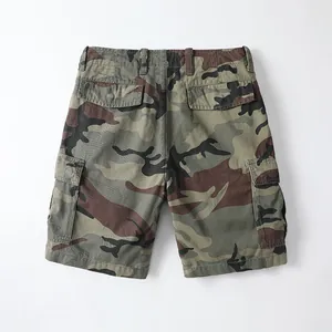 Pantaloncini cargo da uomo stile vintage americano in cotone mimetico per l'estate.