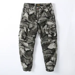 Premium vintage men's camouflage cargo jogger pants with loose fit and side pocket detail