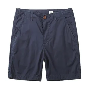 Men's American retro navy blue cotton casual shorts with loose fit for summer wear