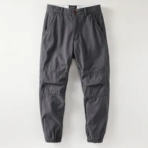 Men American Vintage Fleece Lined Cargo Pants Cotton Solid Color Distressed Multi Pocket Casual Warm Jogger Pants For Winter