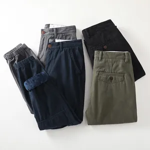 Men's retro fleece-lined cargo pants in multiple colors with warm lining detail