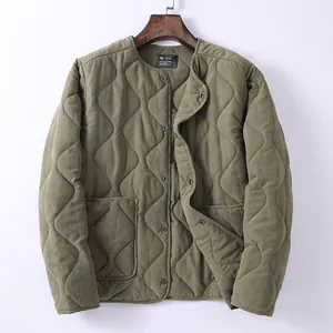 Chaqueta forro acolchada M65 vintage verde oliva, ropa de abrigo informal retro acolchada