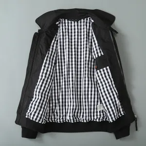 Blouson aviateur épais pour homme avec doublure à carreaux classique et col rabattu élégant