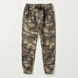 Herren Vintage Outdoor Camouflage Cargo Hose Baumwolle Lockere Jogginghose Mit Integriertem Gürtel Für Sport Casual