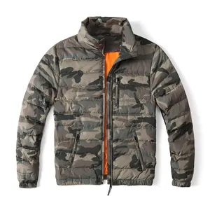 Men's Workwear Camouflage Padded Down Jacket Windproof Thickened Warm Stand Collar Contrast Lining Top Winter Jacket