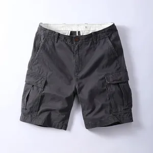 Men's Vintage Cotton Cargo Shorts Summer Multi Pocket Casual Work Shorts Outdoor Straight Leg Bottoms For Men Big Size