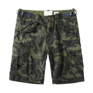 Men Cotton Camouflage Cargo Shorts Casual Multi-Pocket Outdoor Sporty Loose Fit Summer Shorts With Adjustable Buckle