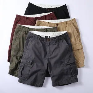 Multi-color men's cotton cargo shorts in summer casual style with side pockets