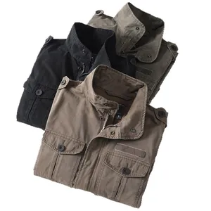 Giacche casual da uomo in pesante cotone stile militare nei colori nero, oliva e kaki