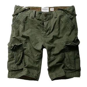 Pantaloncini cargo vintage americani in cotone da uomo con tasche multiple color verde oliva