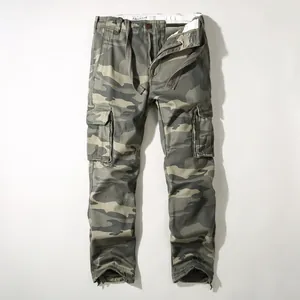 Men's vintage fleece-lined camouflage cargo pants featuring a relaxed fit and multiple pockets