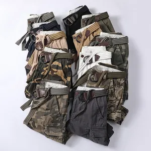 Vintage style men's cotton camouflage cargo shorts available in multiple colors and patterns