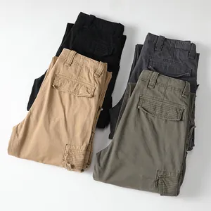 Vintage American cotton cargo pants for men with multiple pockets in four colors