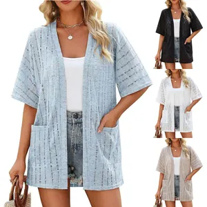 Chaqueta de verano de manga corta para mujer en varios colores con detalles
