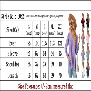 Size chart and measurement guide for women's square neck long sleeve pleated t-shirt