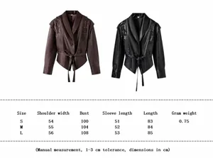 Größentabelle für Damen-Motorradjacke aus Schafsleder mit detaillierten Maßen in cm
