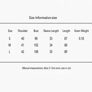 Guide des tailles détaillé pour robe femme avec mesures en cm pour les tailles S, M, L