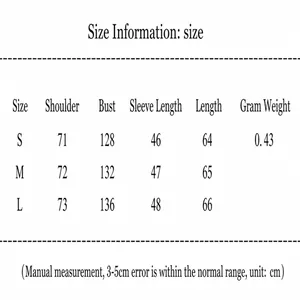 Detailed size chart for winter printed kimono cotton-padded jacket with CM measurements