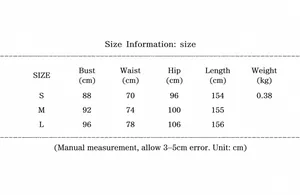 Comprehensive size chart for fashion floral print flared sleeve dress with S, M, L specs.