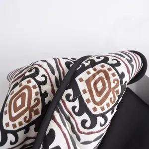 Women's stylish ethnic print quilted jacket featuring stand collar and contrast colors