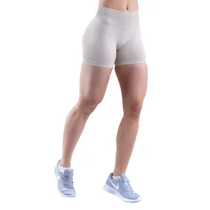 Women's high waist seamless yoga shorts with booty lift design for fitness and running.