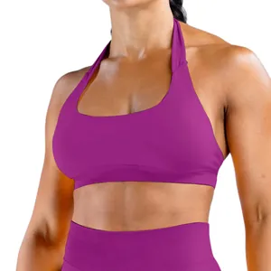 Nahtloser, hochelastischer, matter lila Sport-BH für Yoga und Fitnesstraining