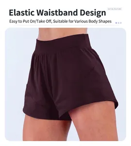 Dettaglio dei pantaloncini da yoga a vita alta con comodo elastico in vita per sport