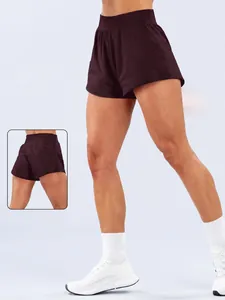 Pantaloncini da Yoga a Vita Alta da Donna Effetto Nudo Spazzolato Pantaloncini da Palestra Asciugatura Rapida Running Workout Bottom