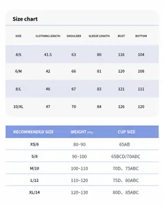 Detailed size chart for women's loose round neck long sleeve sports sweatshirt in cm