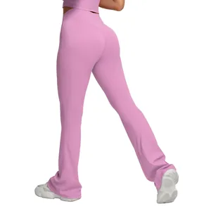 Pantaloni da yoga svasati rosa a vita alta per fitness e corsa, leggings alla moda