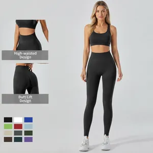 Leggings yoga a vita alta senza cuciture effetto push-up per palestra, fitness e corsa