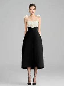 Women Sexy Black White Color Block Cami Dress Elegant Slim Fit High Waist Bodycon Maxi Dress For Evening Party Vacation Club Wear