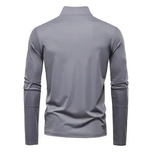 T-shirt de protection solaire gris à manches longues pour hommes, UPF 100+, vue arrière
