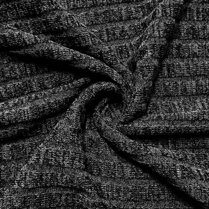 Close-up of the grey ribbed knit fabric texture of the men's hooded casual T-shirt.