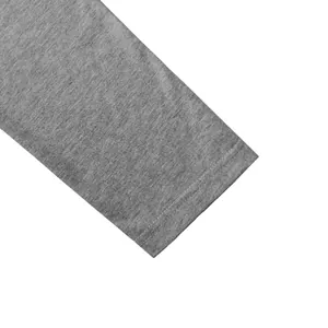 Close-up macro detail of the grey heathered cotton sleeve cuff with fine double-stitching.