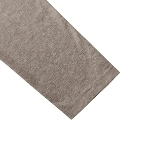 Close-up detail of grey heathered knit sleeve cuff with neat double-stitching.
