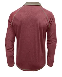 Vue arrière d'un polo à manches longues pour hommes avec coutures contrastées.