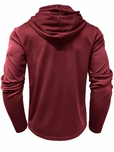 Vista posteriore di una felpa sportiva bordeaux da uomo in tessuto ad asciugatura rapida
