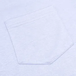 Macro view of the pocket detail and breathable cotton fabric texture on men's T-shirt
