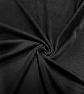Detailed close-up showing the fine texture of black breathable knit fabric for men's polo shirt