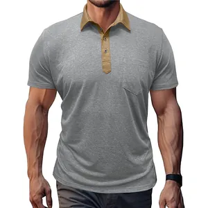 Detaillierte Ansicht eines schmal geschnittenen Herren-Poloshirts mit Kontrastkragen