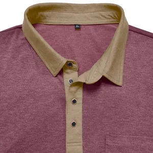 Nahaufnahme eines Herren-Poloshirts mit Kontrastkragen und Knopfleisten-Detail