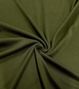 Macro close-up detail of high-quality olive green pique fabric for men's polo shirts